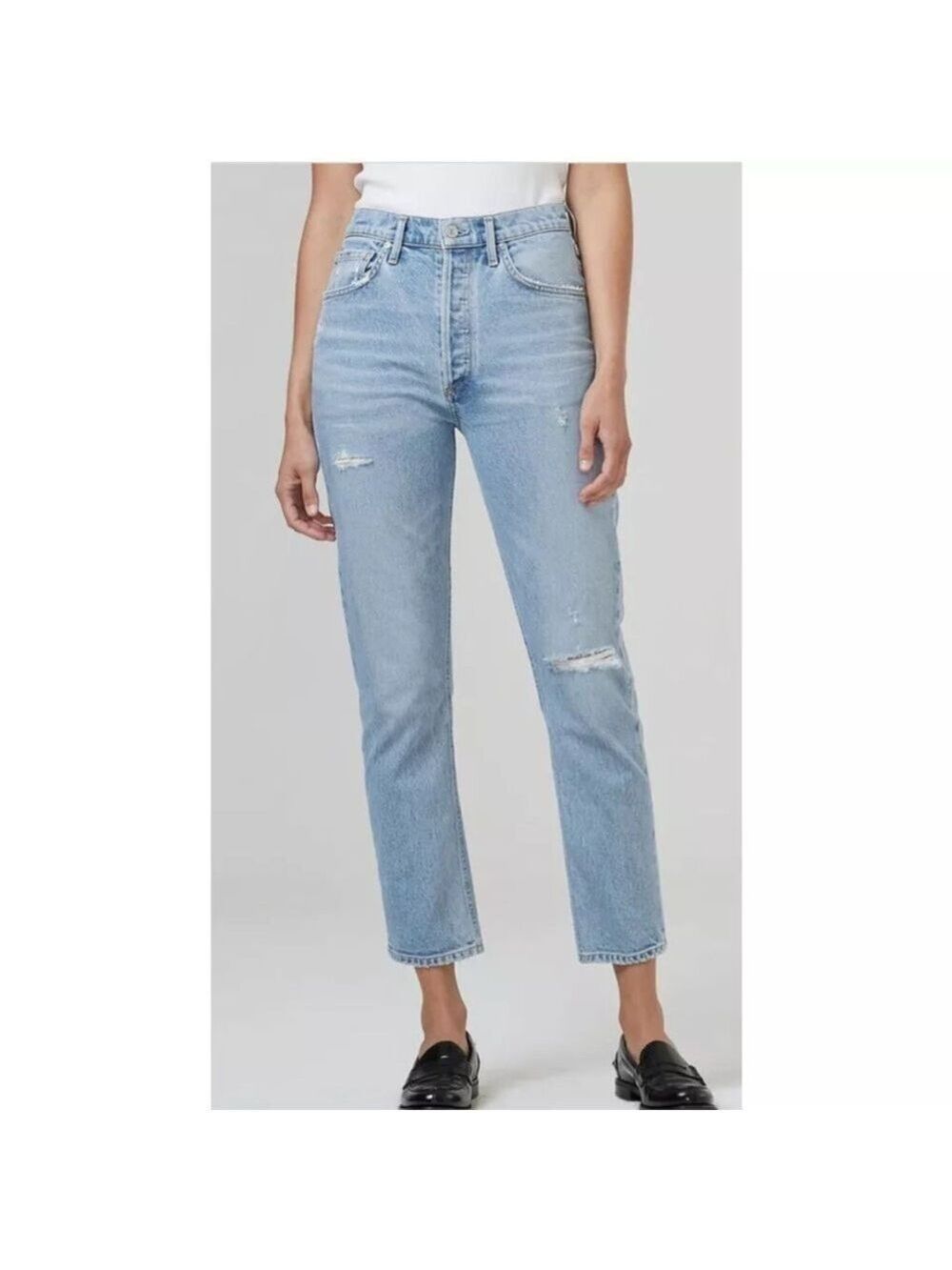 Citizens of Humanity Jolene High Rise Vintage Slim Jeans Distressed Sz 28